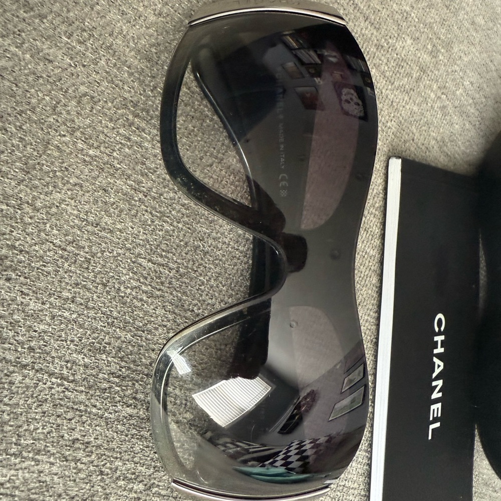 CHANEL Black and silver sunglasses